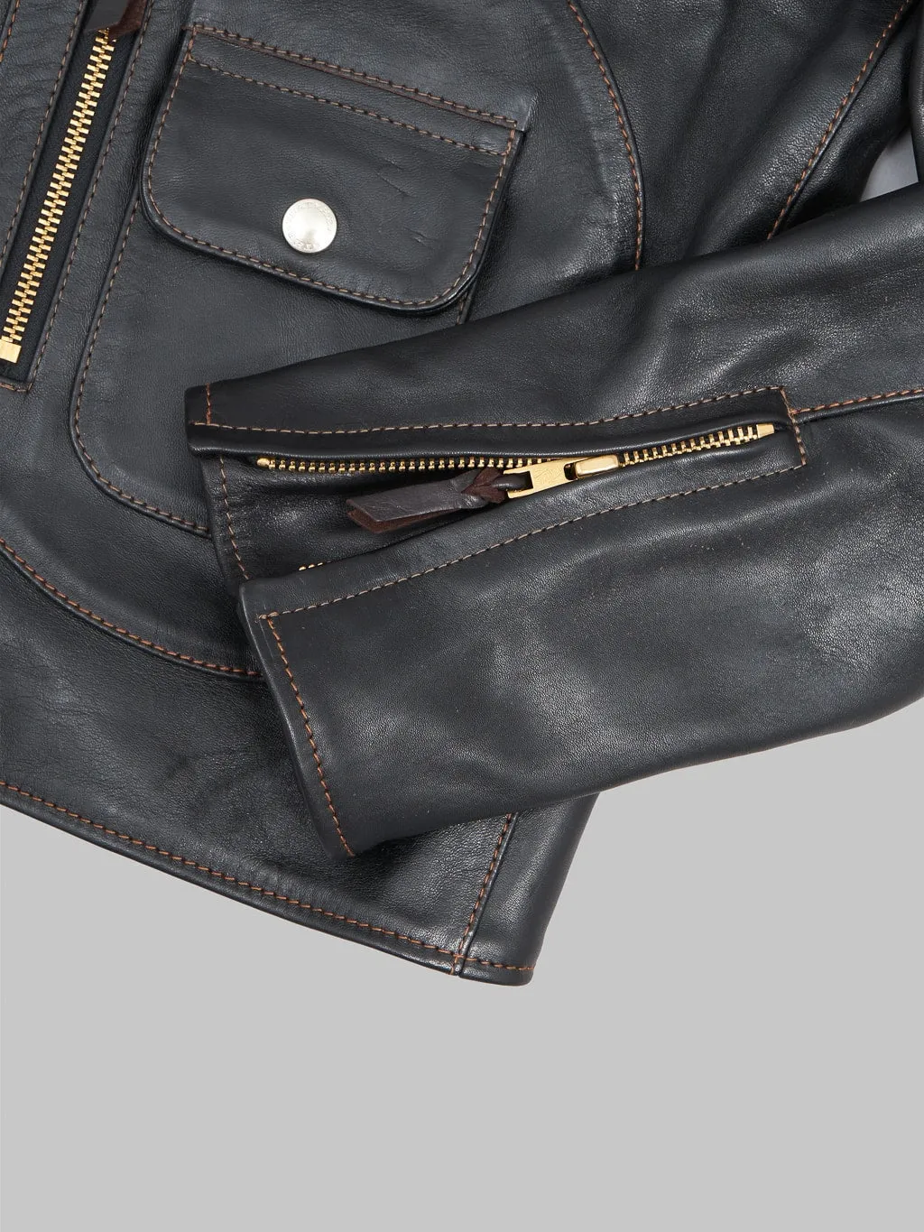 The Flat Head FN-LJ-HW001 Horsehide Double Rider's Jacket Black Aniline