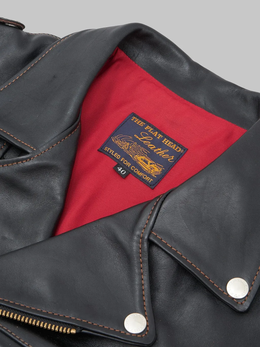 The Flat Head FN-LJ-HW001 Horsehide Double Rider's Jacket Black Aniline