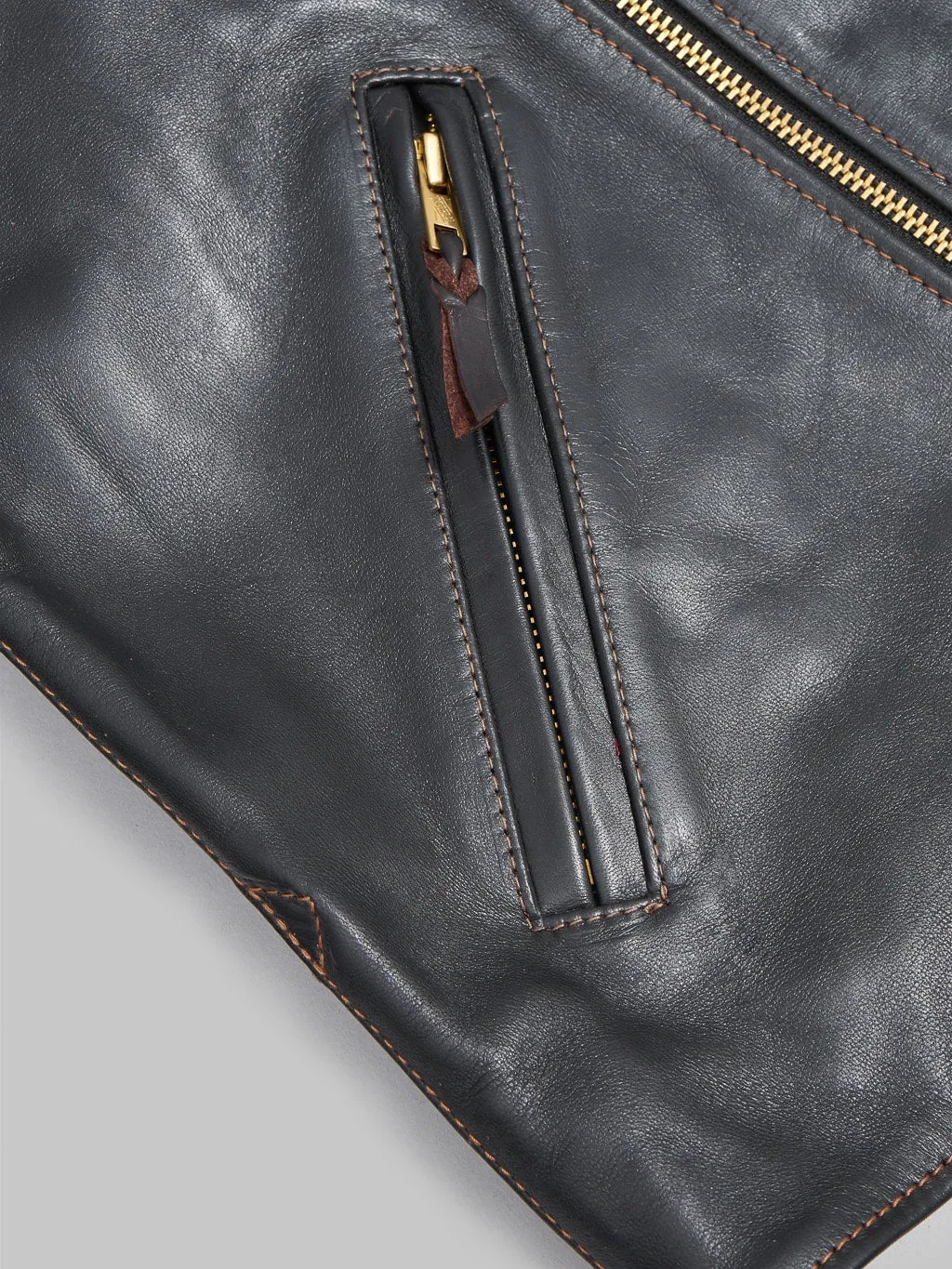 The Flat Head FN-LJ-HW001 Horsehide Double Rider's Jacket Black Aniline