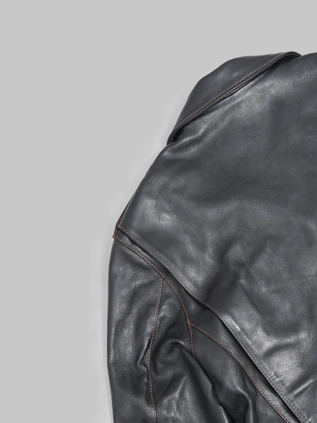 The Flat Head FN-LJ-HW001 Horsehide Double Rider's Jacket Black Aniline