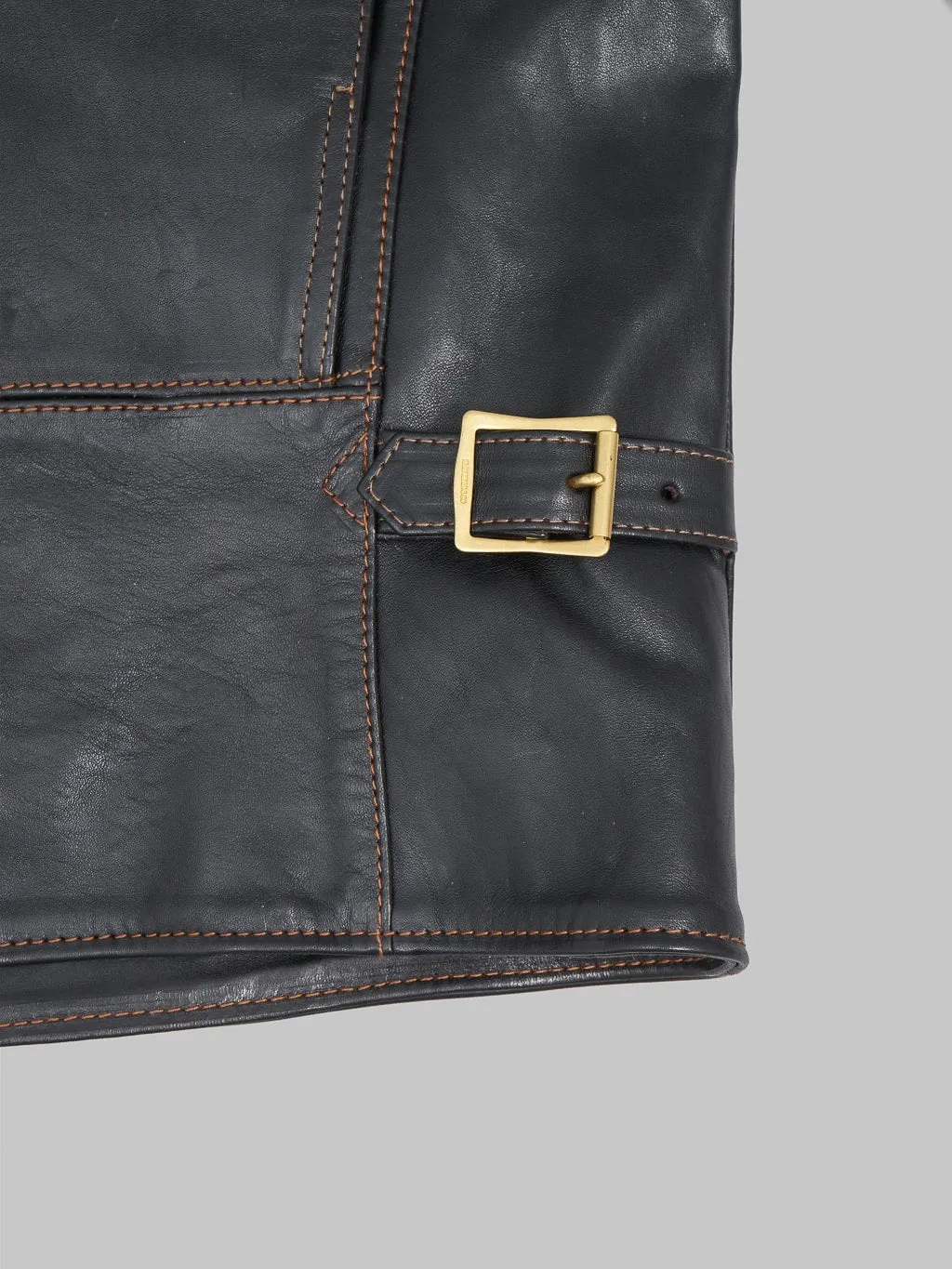The Flat Head FN-LJ-HW001 Horsehide Double Rider's Jacket Black Aniline