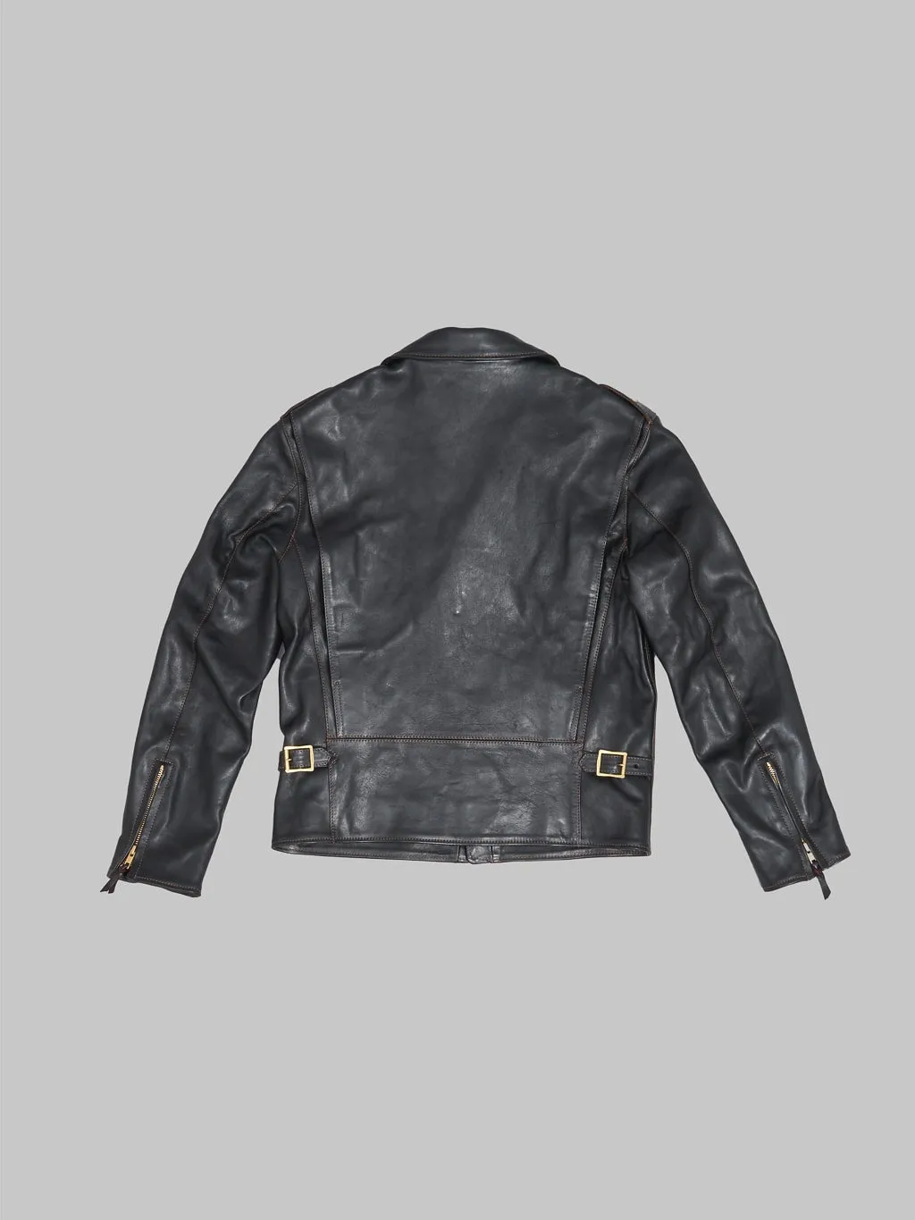 The Flat Head FN-LJ-HW001 Horsehide Double Rider's Jacket Black Aniline