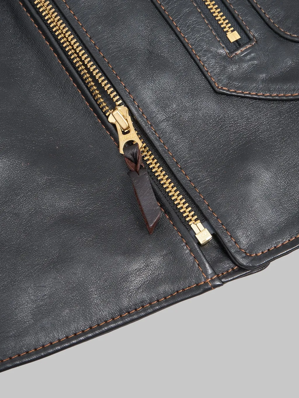 The Flat Head FN-LJ-HW001 Horsehide Double Rider's Jacket Black Aniline