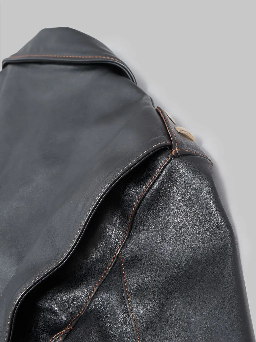 The Flat Head FN-LJ-HW001 Horsehide Double Rider's Jacket Black Aniline