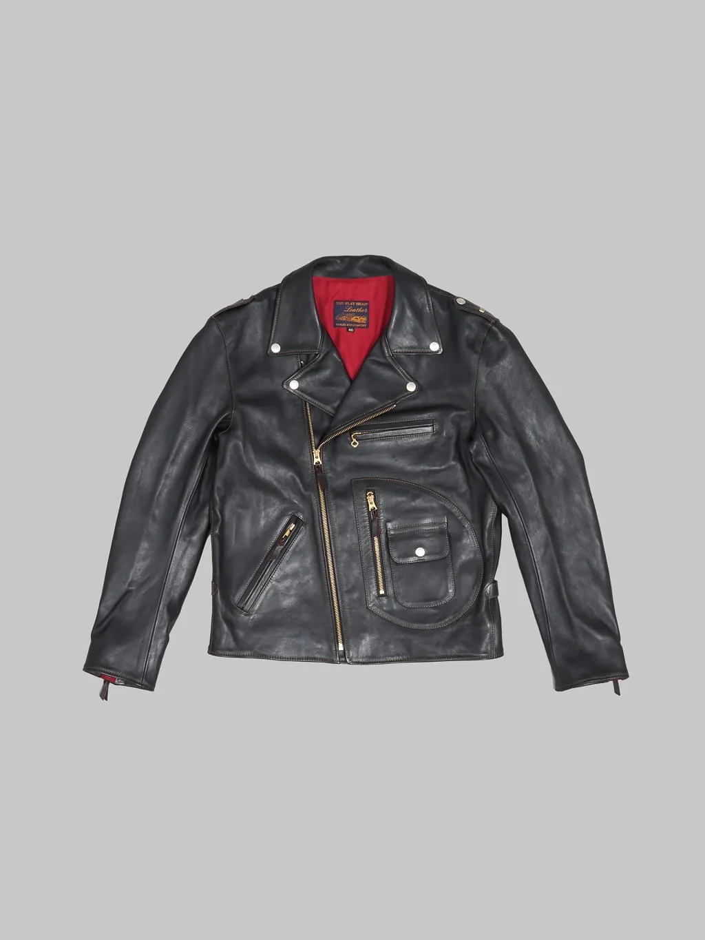 The Flat Head FN-LJ-HW001 Horsehide Double Rider's Jacket Black Aniline