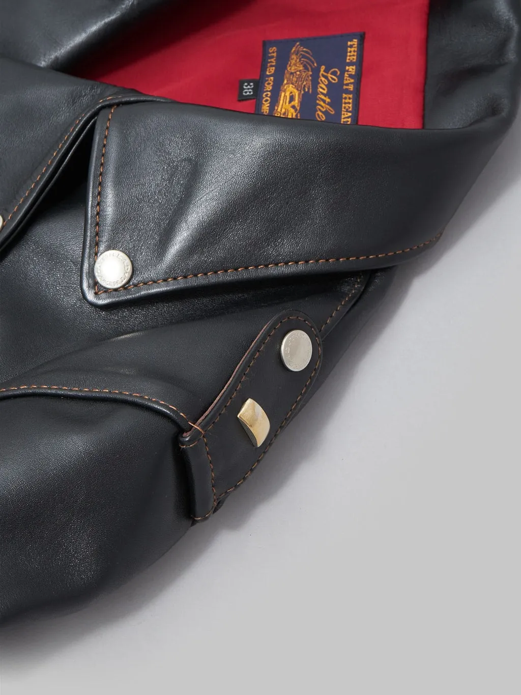The Flat Head FN-LJ-HW004 Horsehide Double Rider's Jacket Black Semi-Aniline