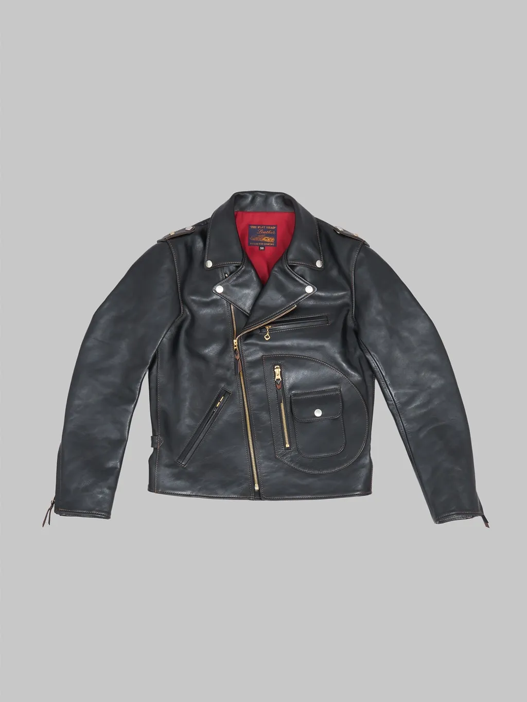 The Flat Head FN-LJ-HW004 Horsehide Double Rider's Jacket Black Semi-Aniline