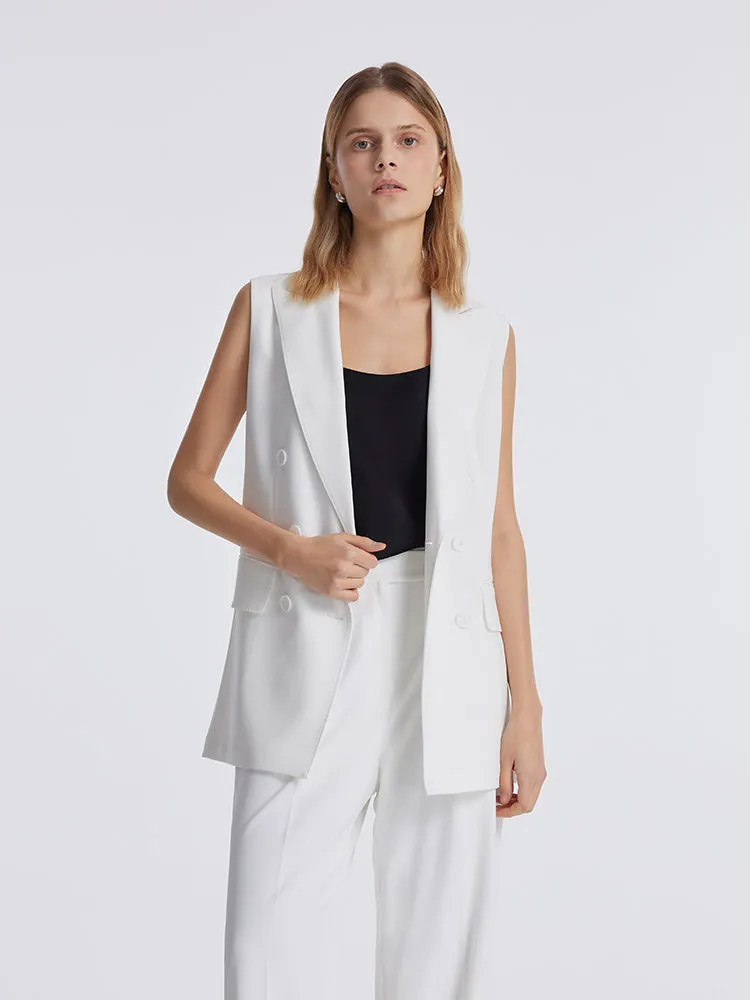 Triacetate Lapel Mid-Length Women Vest