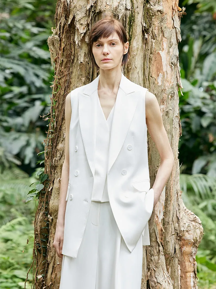 Triacetate Lapel Mid-Length Women Vest