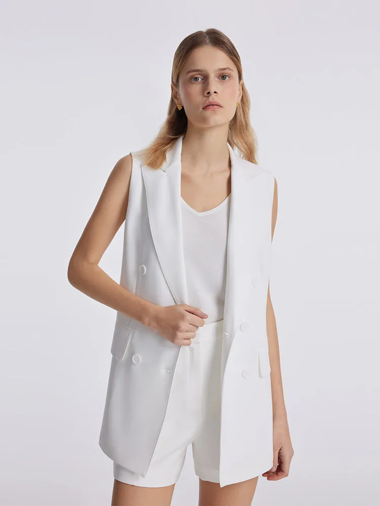 Triacetate Lapel Mid-Length Women Vest