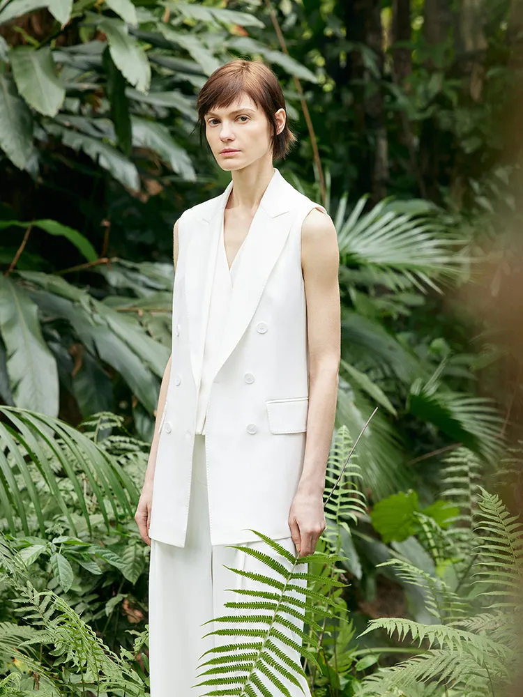 Triacetate Lapel Mid-Length Women Vest