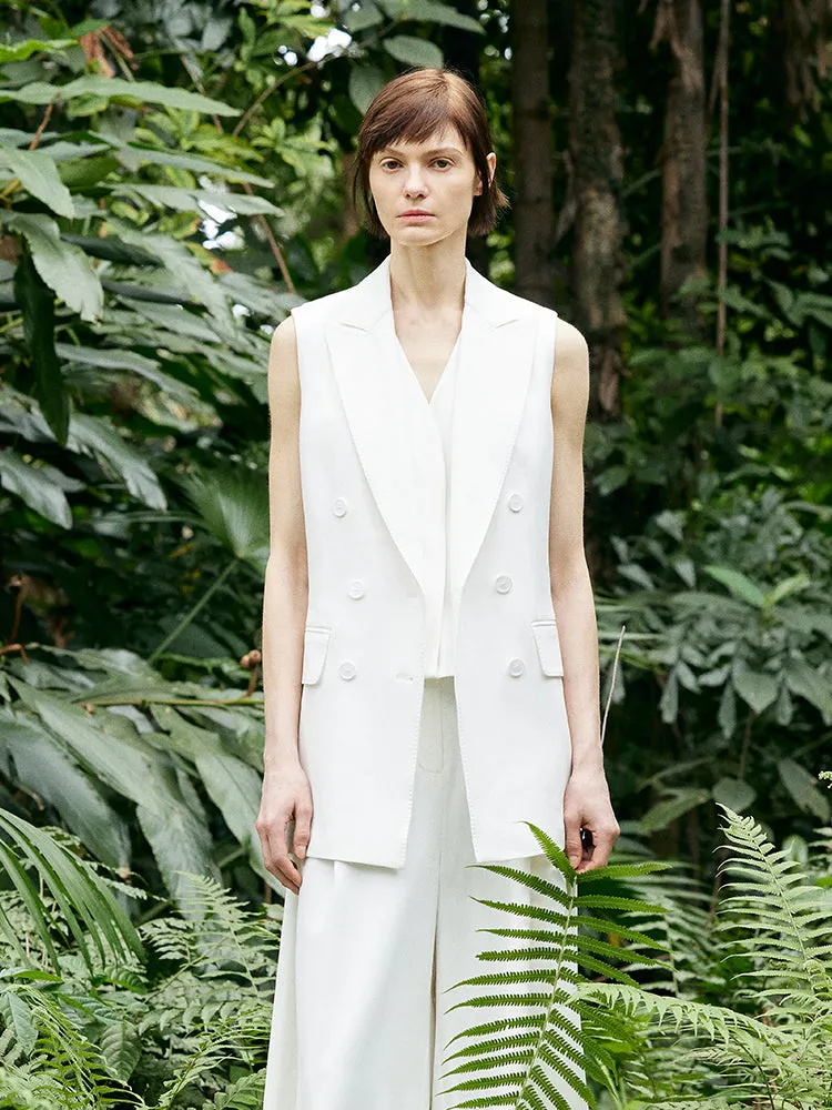 Triacetate Lapel Mid-Length Women Vest