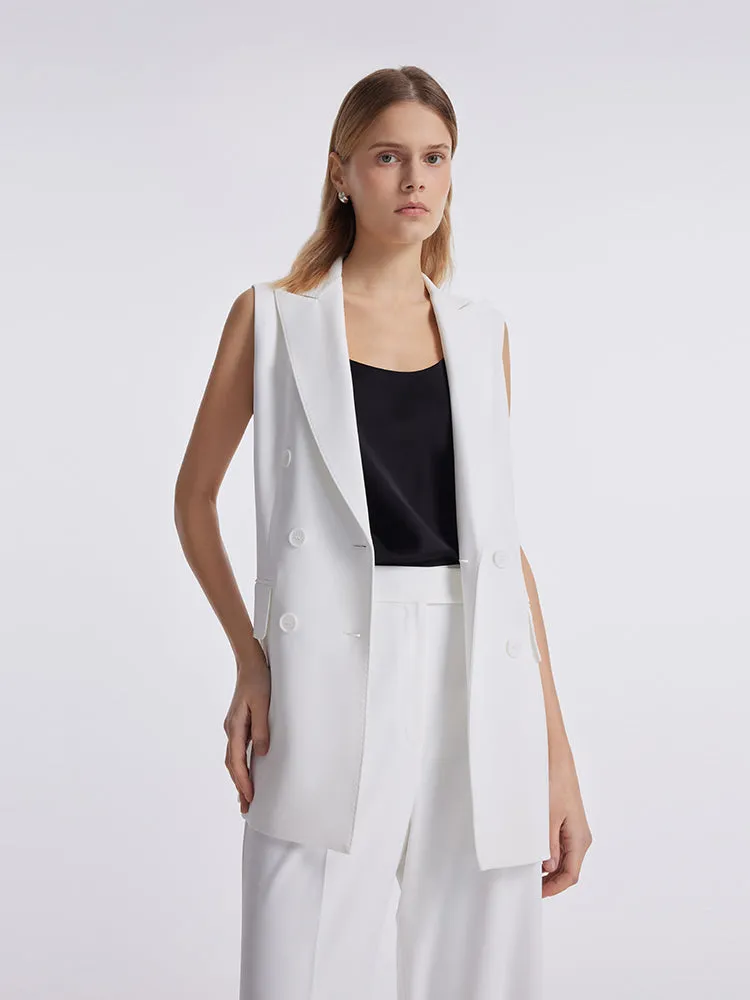 Triacetate Lapel Mid-Length Women Vest