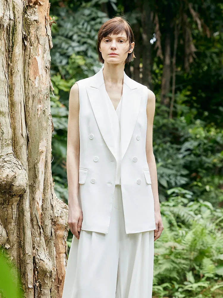 Triacetate Lapel Mid-Length Women Vest