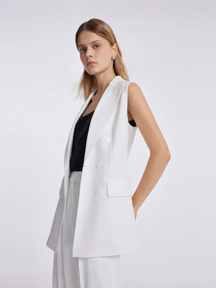 Triacetate Lapel Mid-Length Women Vest