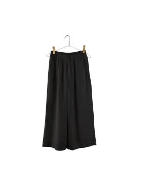 Wide Linen Pant in Black