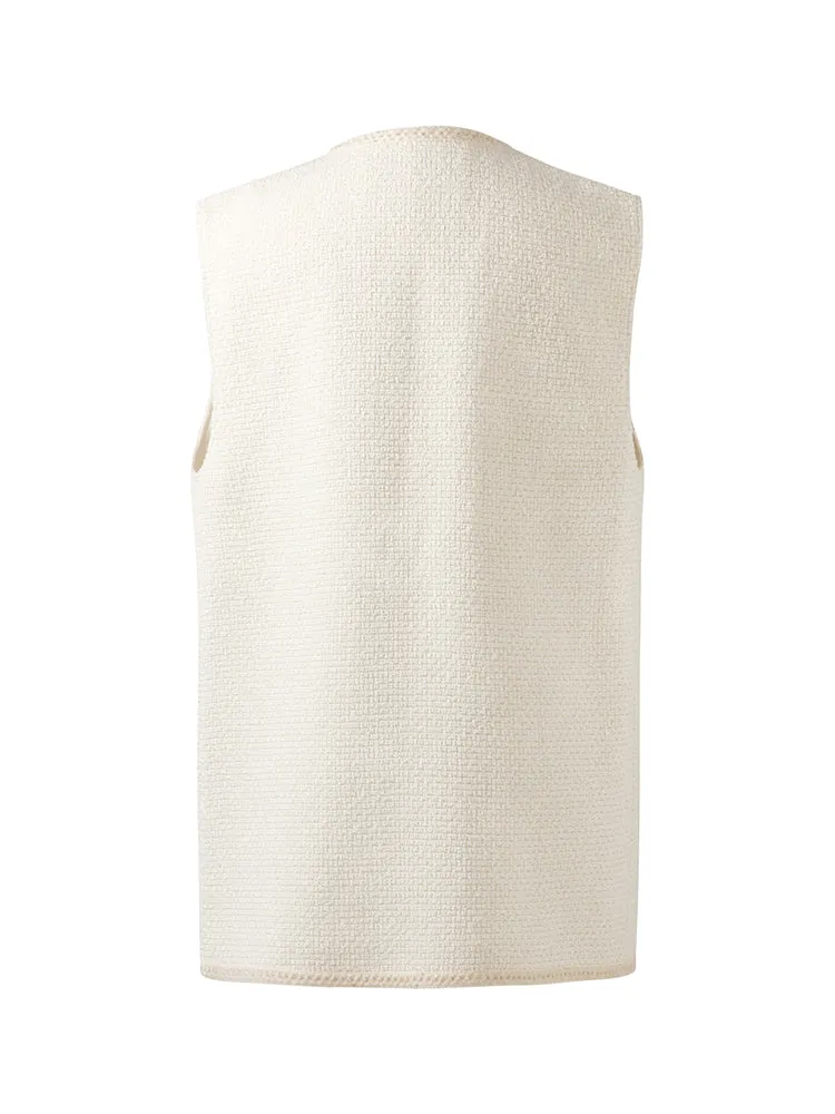 Wool Blend Tweed Women Vest