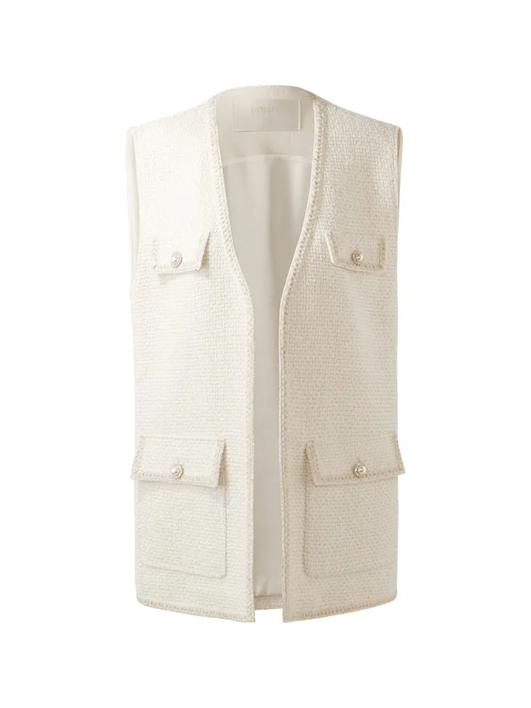 Wool Blend Tweed Women Vest