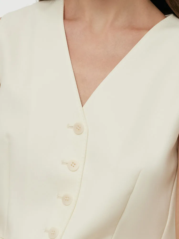 Worsted Wool Single-Breasted Women Vest