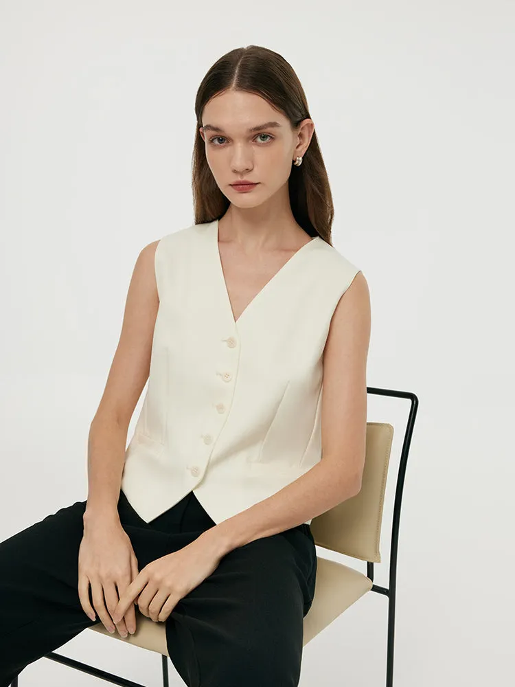 Worsted Wool Single-Breasted Women Vest
