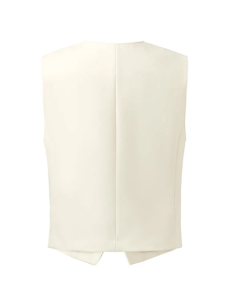 Worsted Wool Single-Breasted Women Vest
