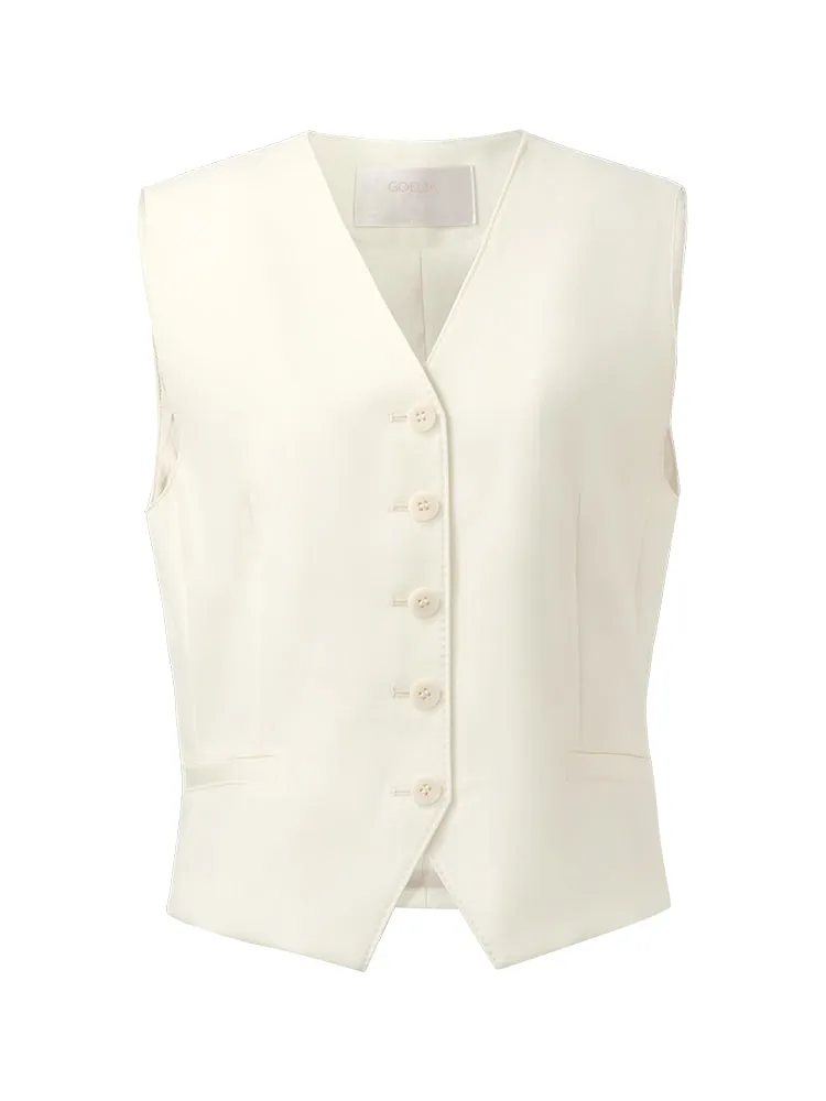 Worsted Wool Single-Breasted Women Vest
