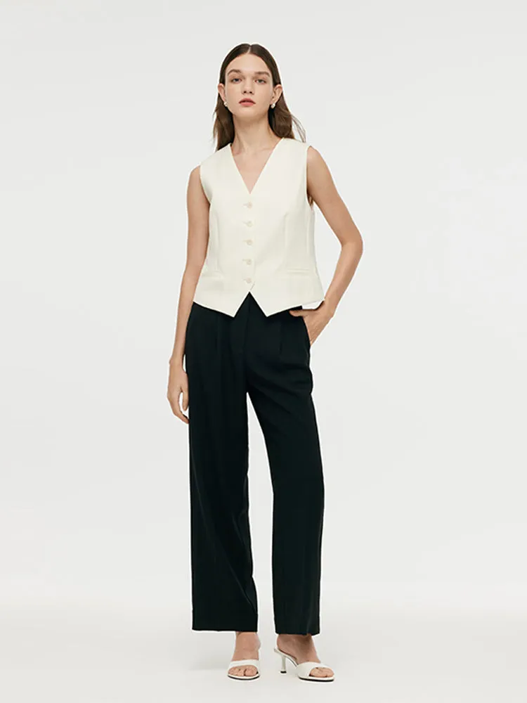Worsted Wool Single-Breasted Women Vest
