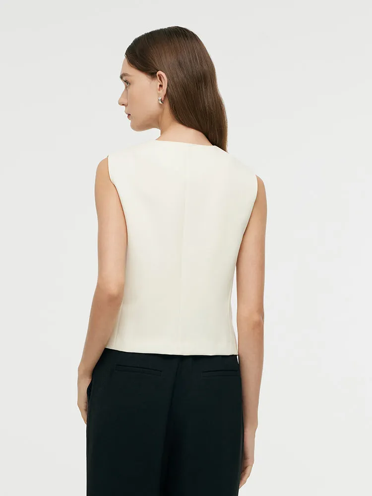 Worsted Wool Single-Breasted Women Vest