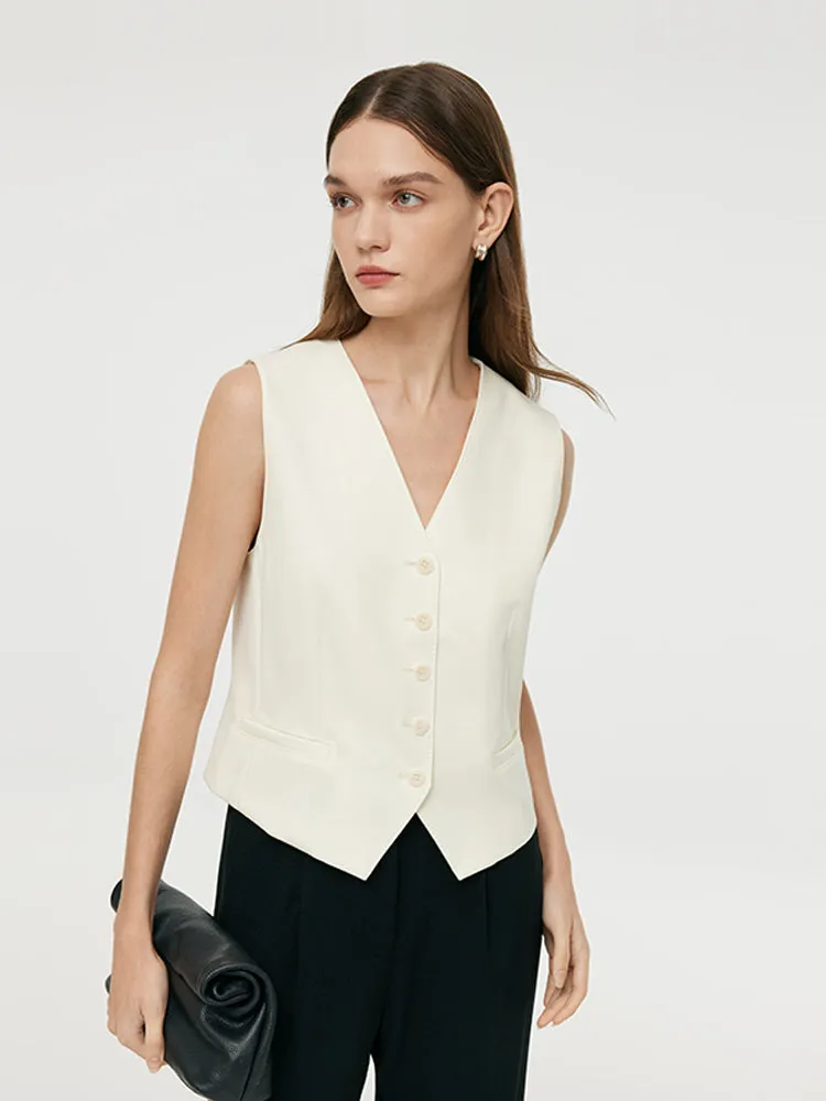 Worsted Wool Single-Breasted Women Vest