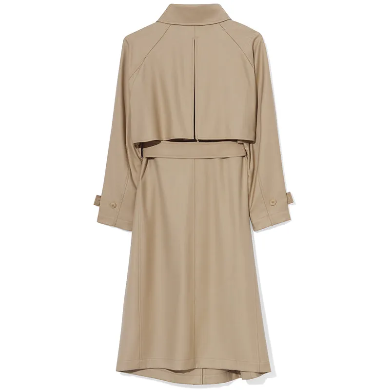 Worsted Woolen Women Trench Coat And Vest Skirt Two-Piece Set