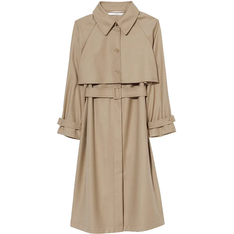 Worsted Woolen Women Trench Coat And Vest Skirt Two-Piece Set
