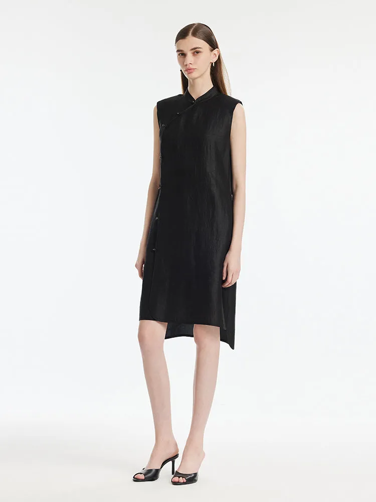 Xiang Yun Silk Asymmetric Hem Women Qipao Mini Dress