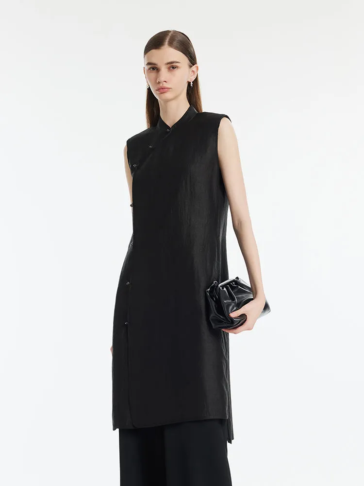 Xiang Yun Silk Asymmetric Hem Women Qipao Mini Dress