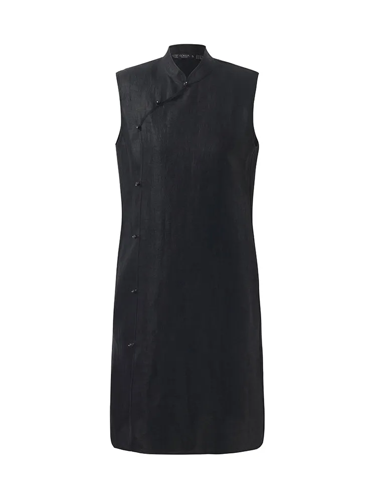 Xiang Yun Silk Asymmetric Hem Women Qipao Mini Dress
