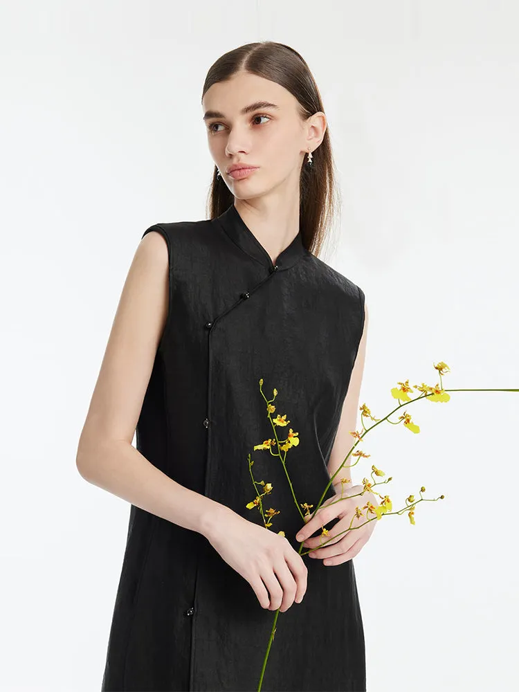 Xiang Yun Silk Asymmetric Hem Women Qipao Mini Dress