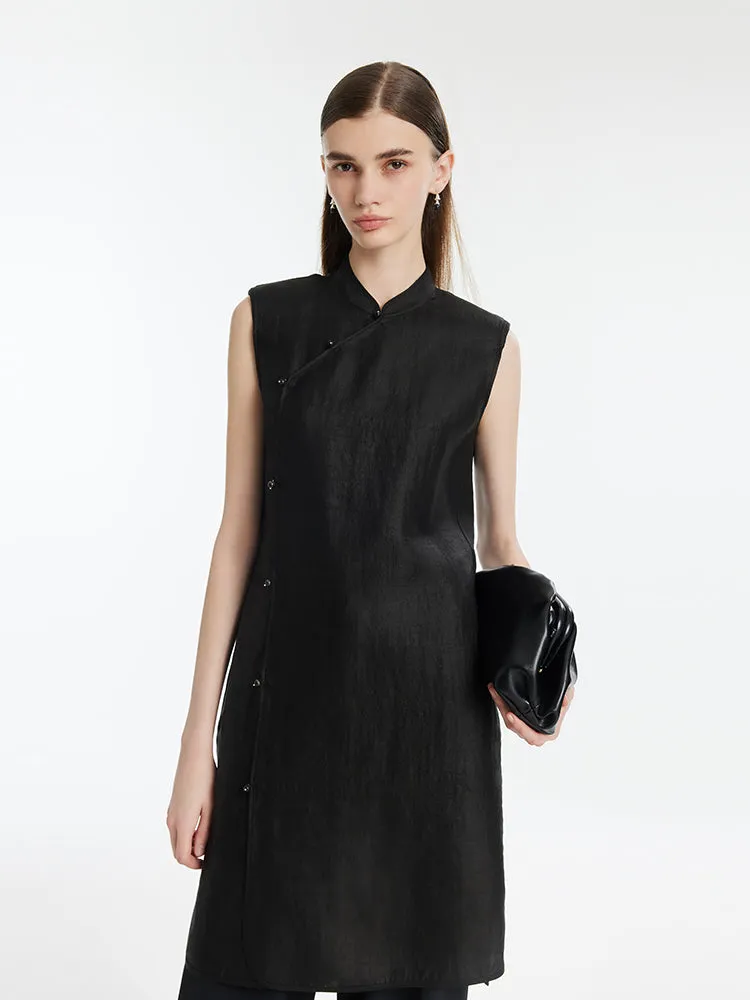 Xiang Yun Silk Asymmetric Hem Women Qipao Mini Dress