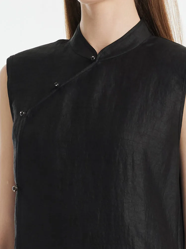 Xiang Yun Silk Asymmetric Hem Women Qipao Mini Dress